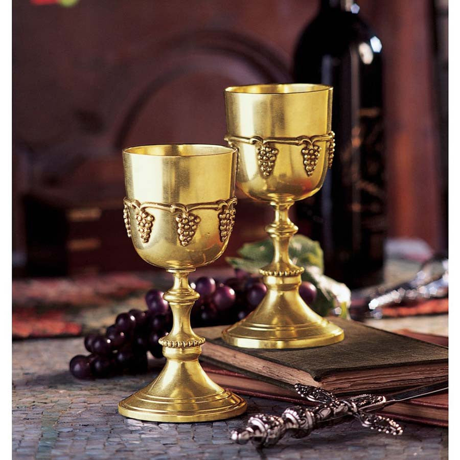Set of Two Brass Wine Goblets 
