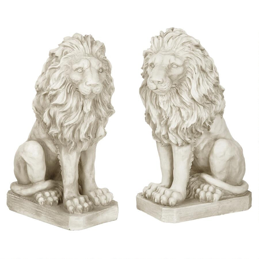 Mansfield Manor Lion Sentinel Statue: Set of Left and Right