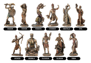 African Gods Pantheon Set Sculpture - Oshun, Oggun, Yemaya, Chango, Ob