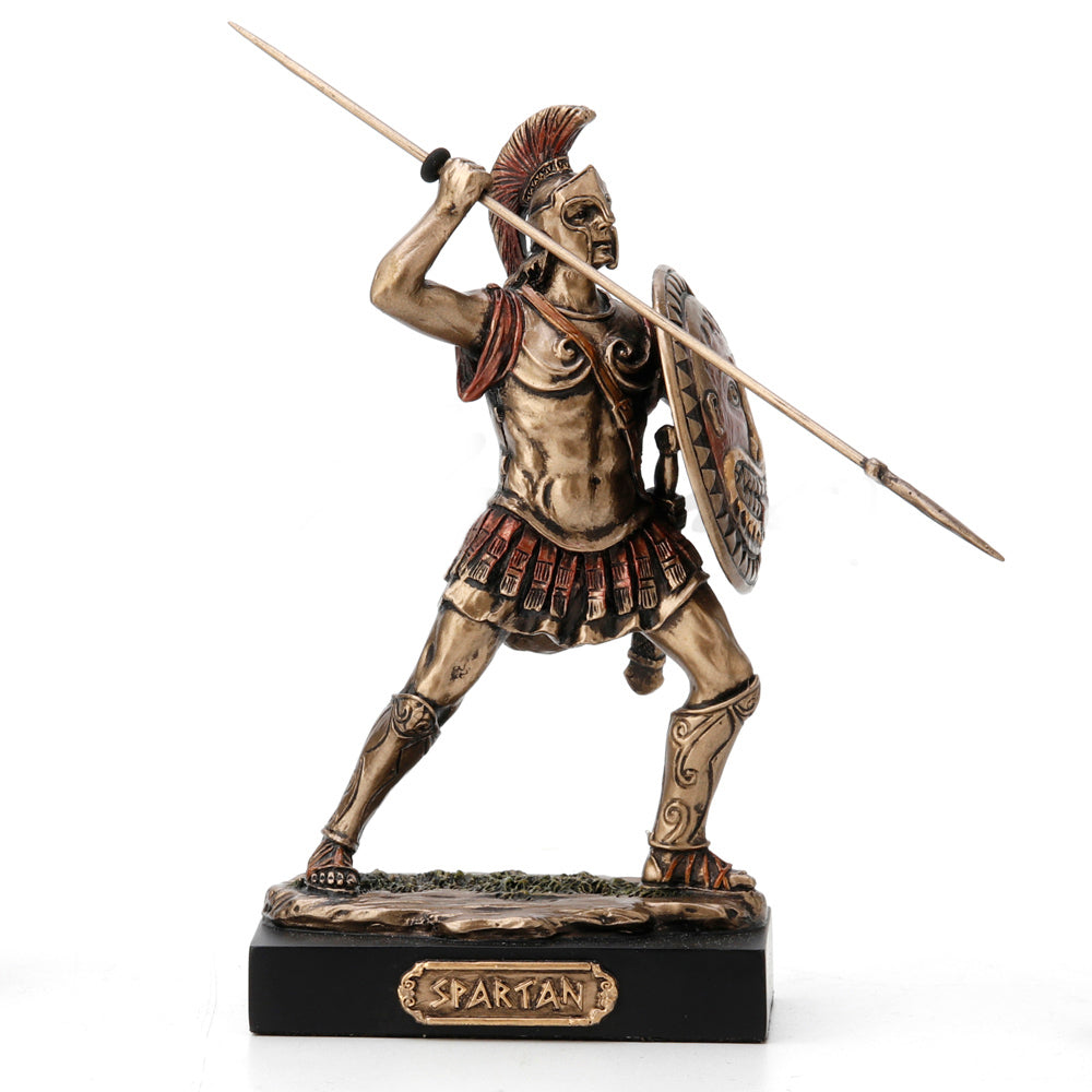 Spartan Warrior Holding Spear and Shield Statue