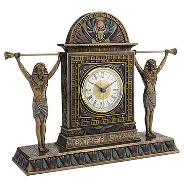 Egyptian Dual Statue Clock Sculpture