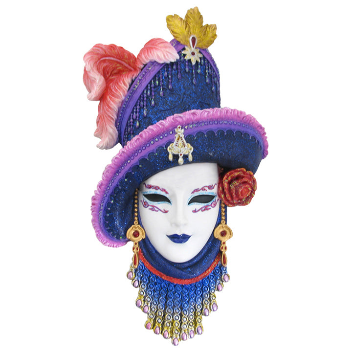 Purple Hat Mask Wall Plaque - Home Accent Sculpture - Polystone