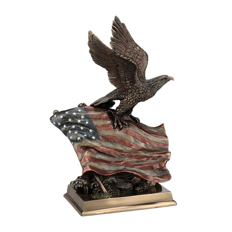 American Pride - Bald Eagle & Stars 'N Stripes - Animal Statue Sculptu